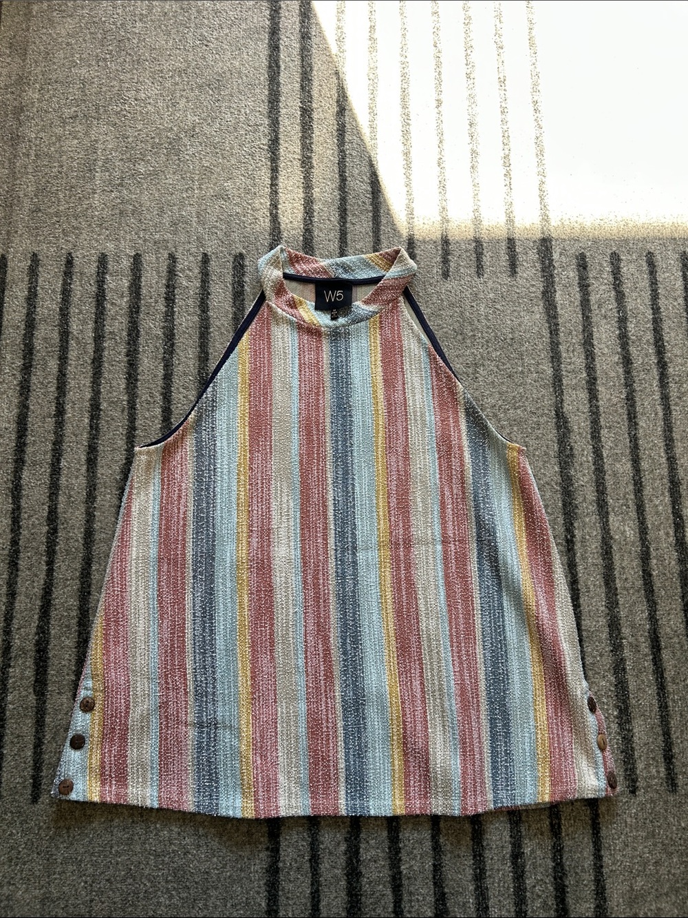 W5 Pastel Multi-Striped Sleeveless Mock Neck Tank